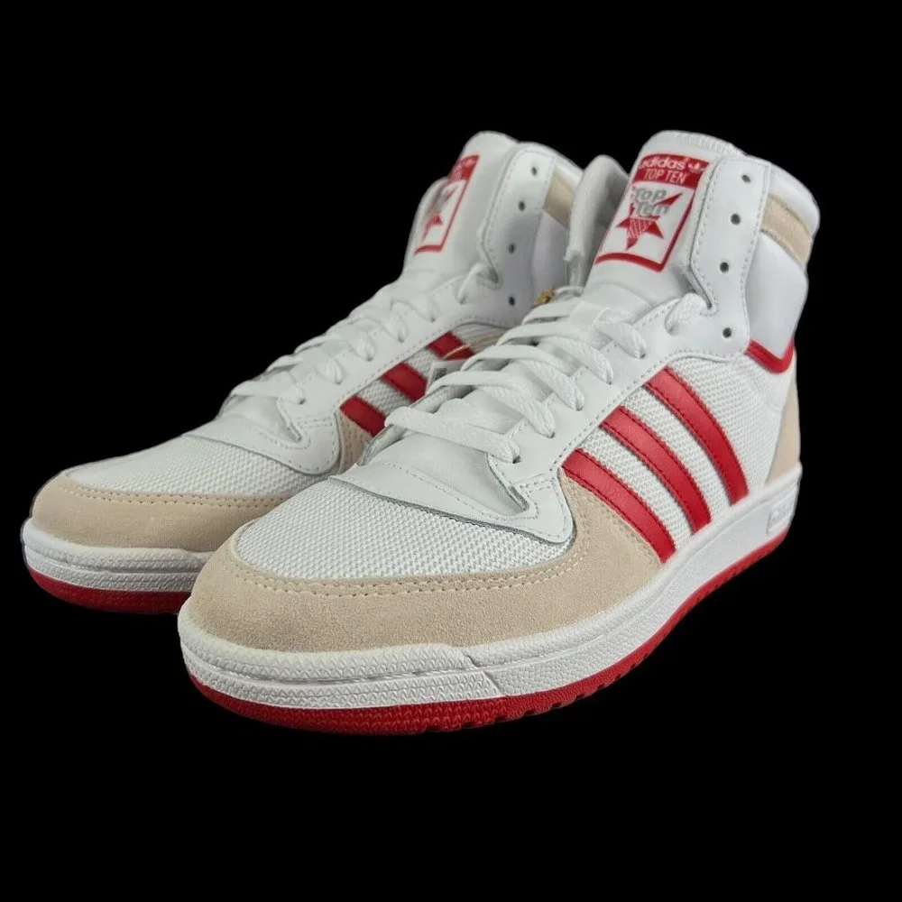 Adidas Top Ten RB Beige Red High Top Shoes FZ6204 Men's Sizes 7.5 - 11.5